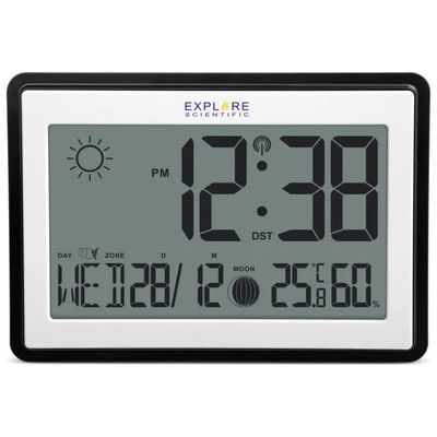 Explore Scientific RDC8002 Orologio Radiocontrollato LCD Nero e Bianco
