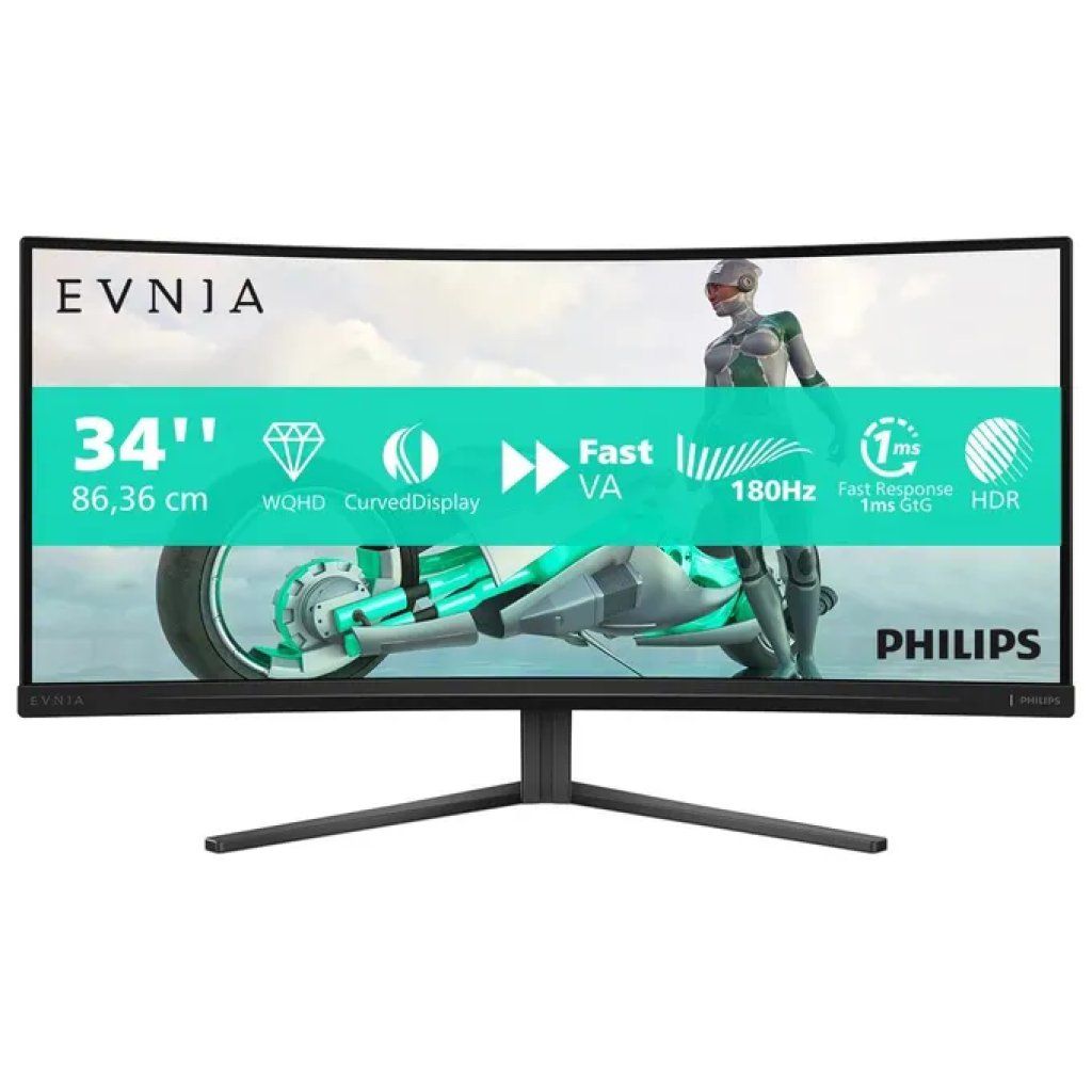 Philips 34M2C3500L Evnia Monitor Gaming Curvo 34'' WQHD 3440x1440 Fast VA 180Hz HDR10 FreeSync Premium Philips 34M2C3500L Evnia Monitor Gaming Curvo 34'' WQHD 3440x1440 Fast VA 180Hz HDR10 FreeSync Premium