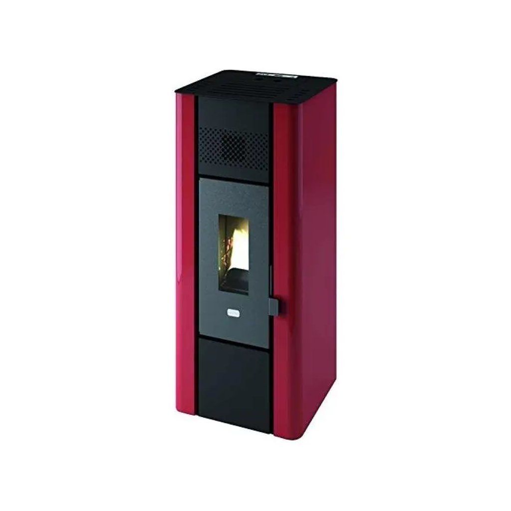 Punto Fuoco Minni 9801650 – Stufa a Pellet 6,3 kW Rossa con Telecomando