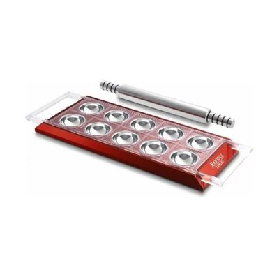 Marcato Tablet stampo per 10 ravioli in alluminio anodizzato, rosso
