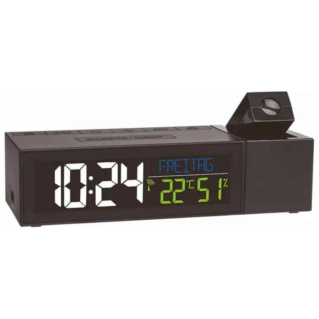 TFA-DOSTMANN TFA Dostmann 60.5014.01 Sveglia Radiocontrollata con Proiezione, Display a Colori e Ricarica USB
