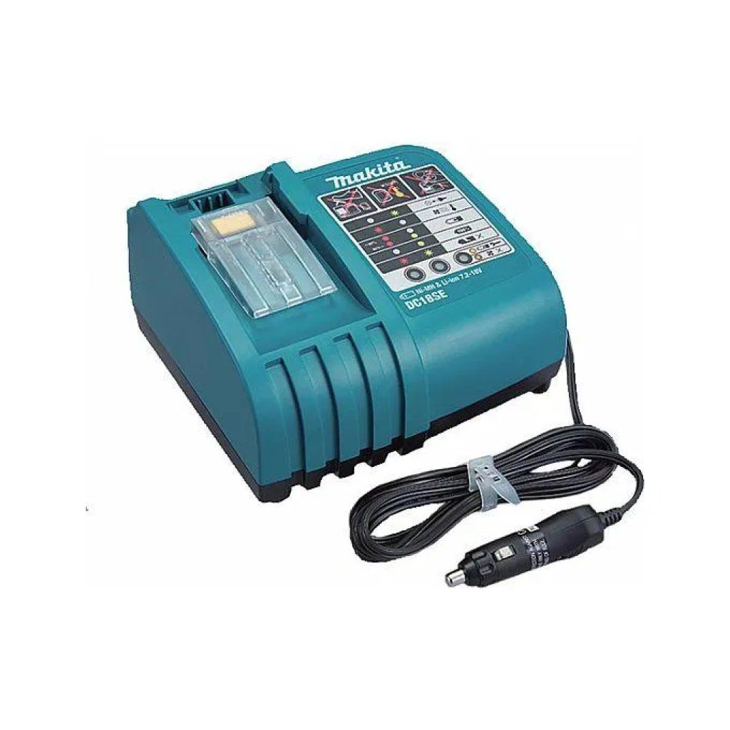 Makita DC18SE Caricabatterie da auto 12/24 V per batterie Li-ion LXT 14,4/18 V