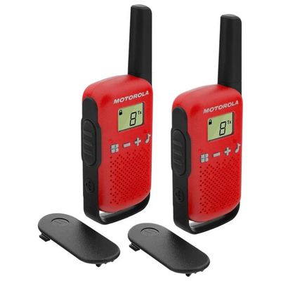 Motorola TALKABOUT T42 Ricetrasmittente PMR446, 16 canali, portata fino a 4 km, nero e rosso