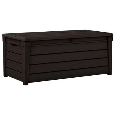 Keter 17198359 Brightwood Baule da Giardino in Resina 454 L Impermeabile Panca Esterno 145x69,7x60