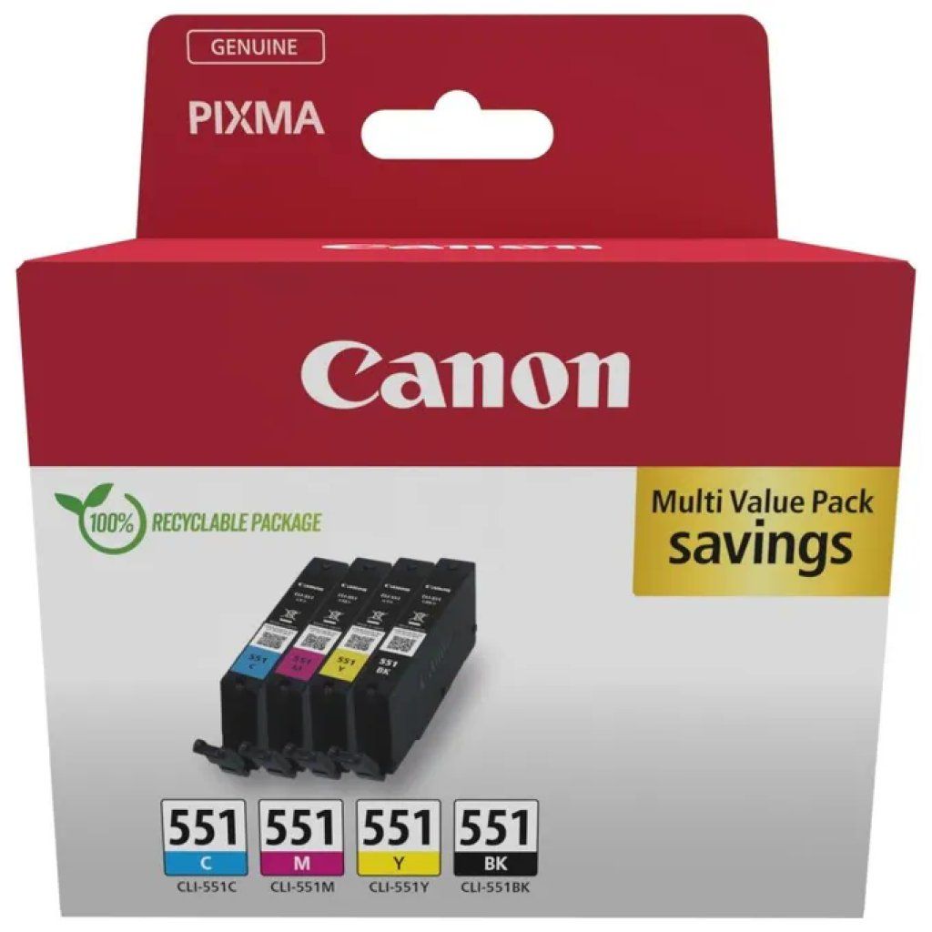 Canon CLI-551 Multipack Cartucce Originali - Nero, Ciano, Magenta e Giallo