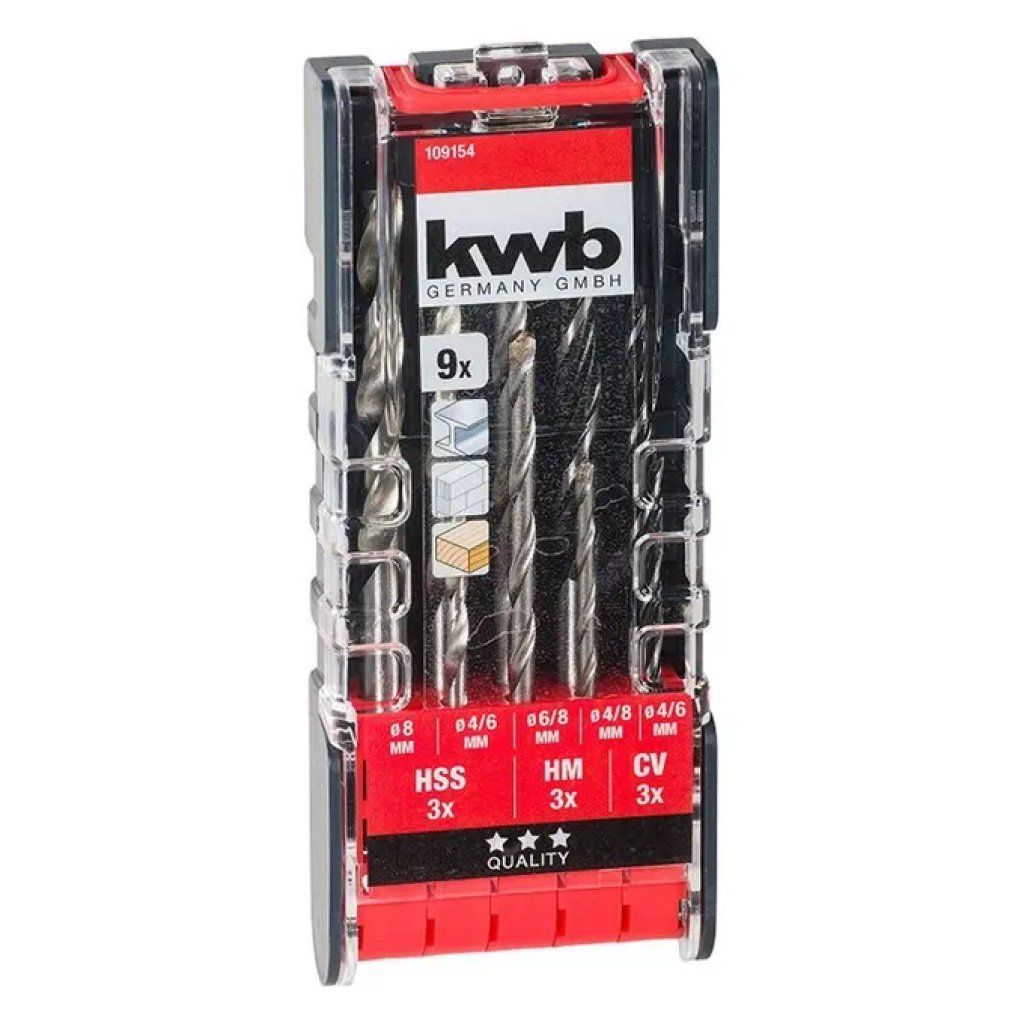 EINHELL KWB PowerBox Set da 9 Punte per Legno, Metallo e Muratura