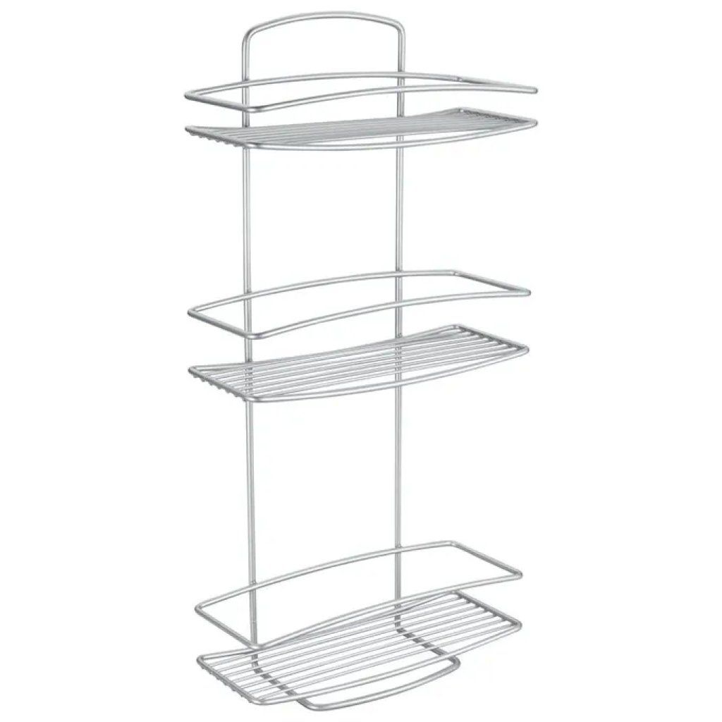 Metaltex Onda Line – Mensola da parete a 3 ripiani, argento, 26 × 11 × 53 cm