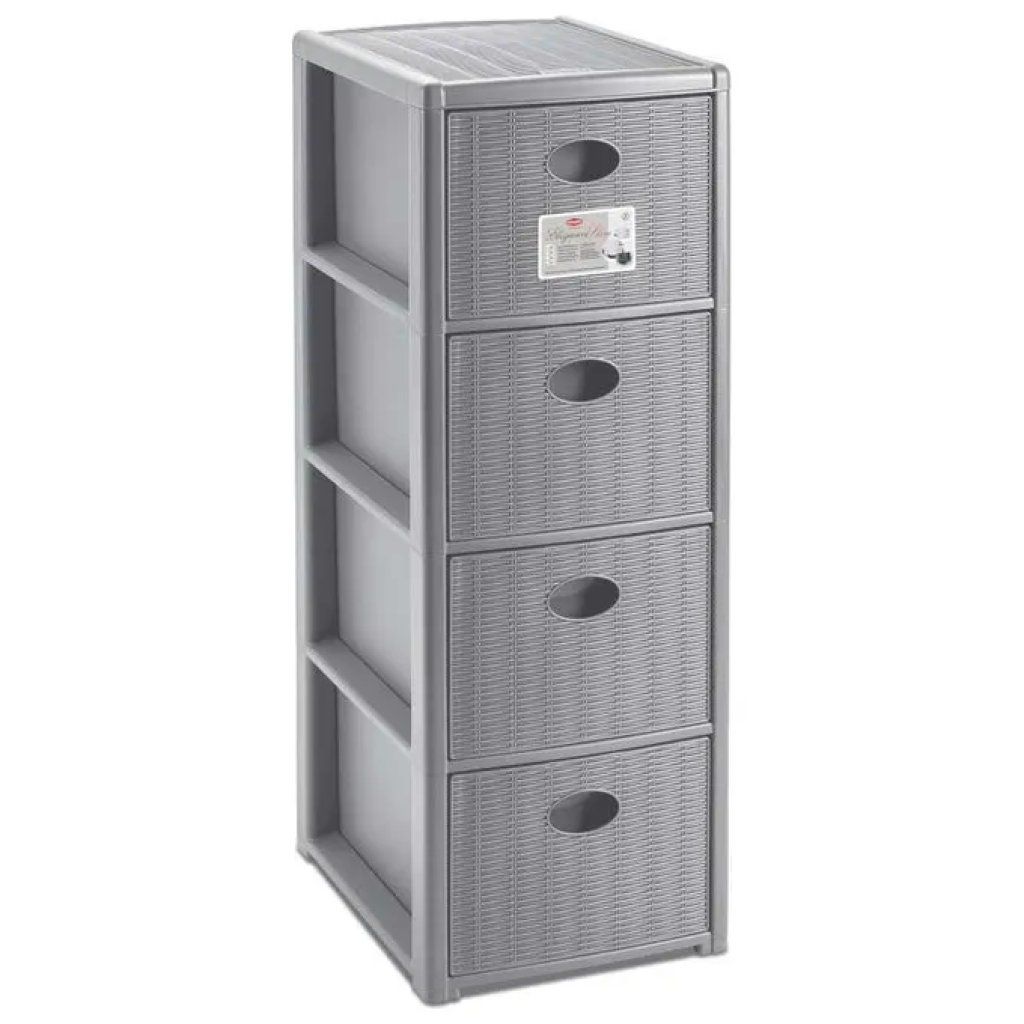 Stefanplast Elegance Slim – Cassettiera a 4 cassetti grigio stone