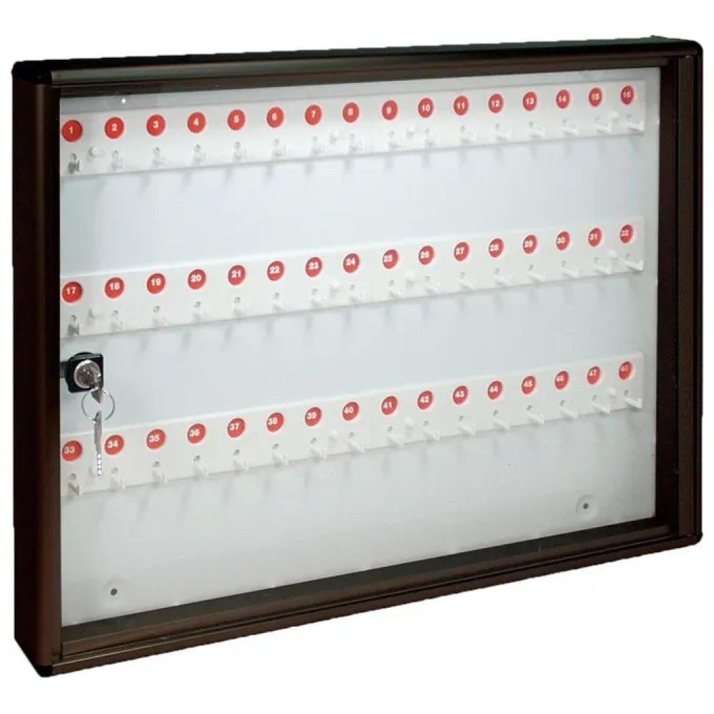 Alubox BC48 Bacheca Portachiavi da Parete, 48 Ganci Numerati, Alluminio Argento