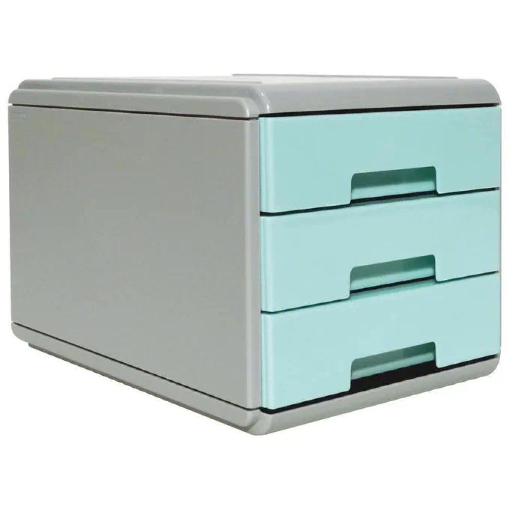 ARDA Cassettiera Mini da Scrivania a 3 Cassetti, Azzurro Pastello