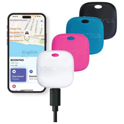 Boompods Boomtag TAGRE4 – Localizzatori Bluetooth Ricaricabili, Confezione da 4