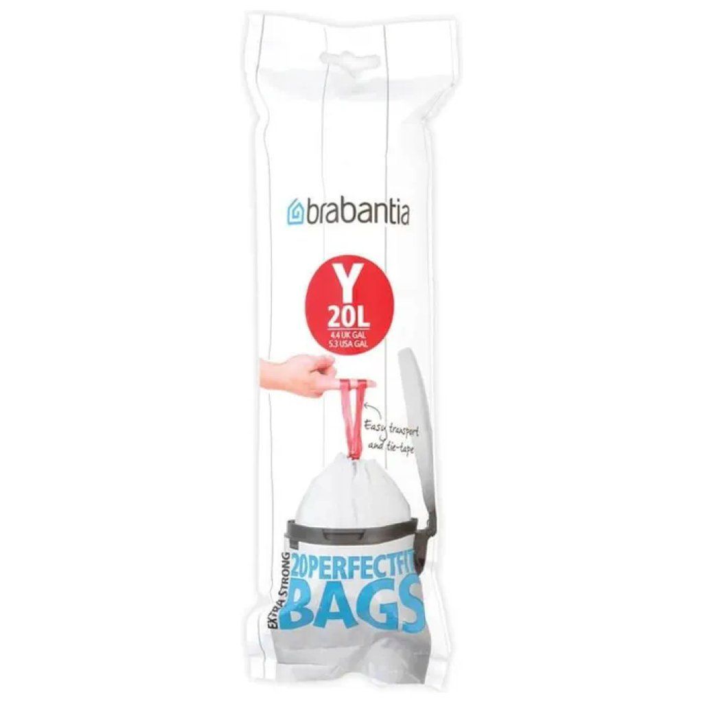 Brabantia PerfectFit Tipo Y – Sacchetti per rifiuti 20 L, 20 pezzi