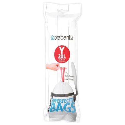 Brabantia PerfectFit Tipo Y – Sacchetti per rifiuti 20 L, 20 pezzi
