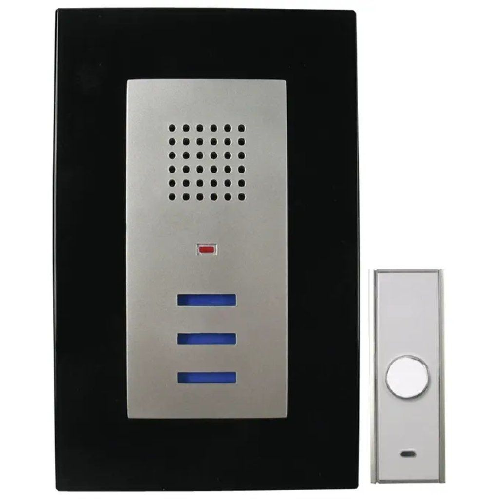REV 0046830 Campanello Wireless con Luce Lampeggiante, 8 Melodie, Portata 100 m, Argento