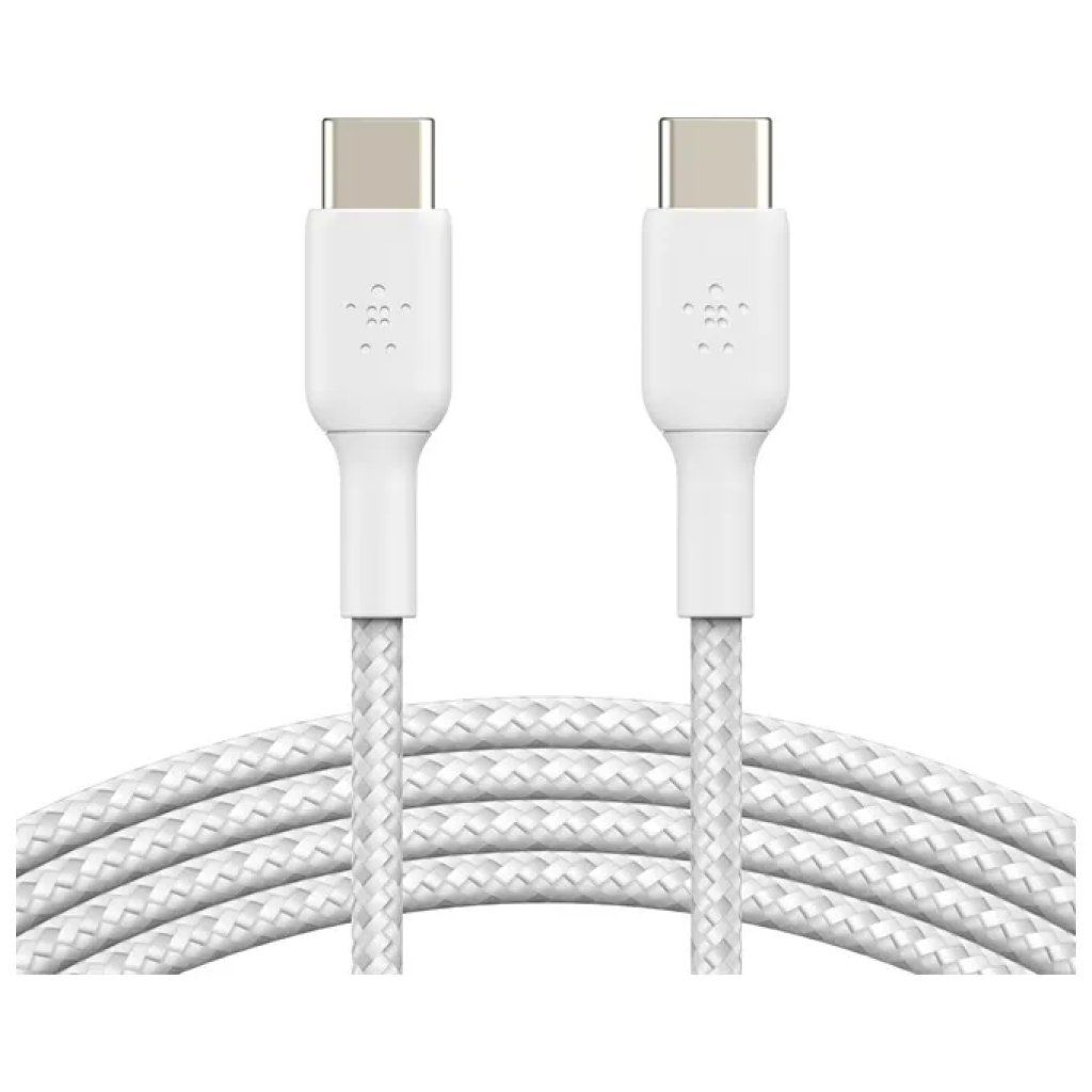 Belkin CAB004BT1MWH2PK – Confezione da 2 cavi USB-C intrecciati, 1 m, bianchi