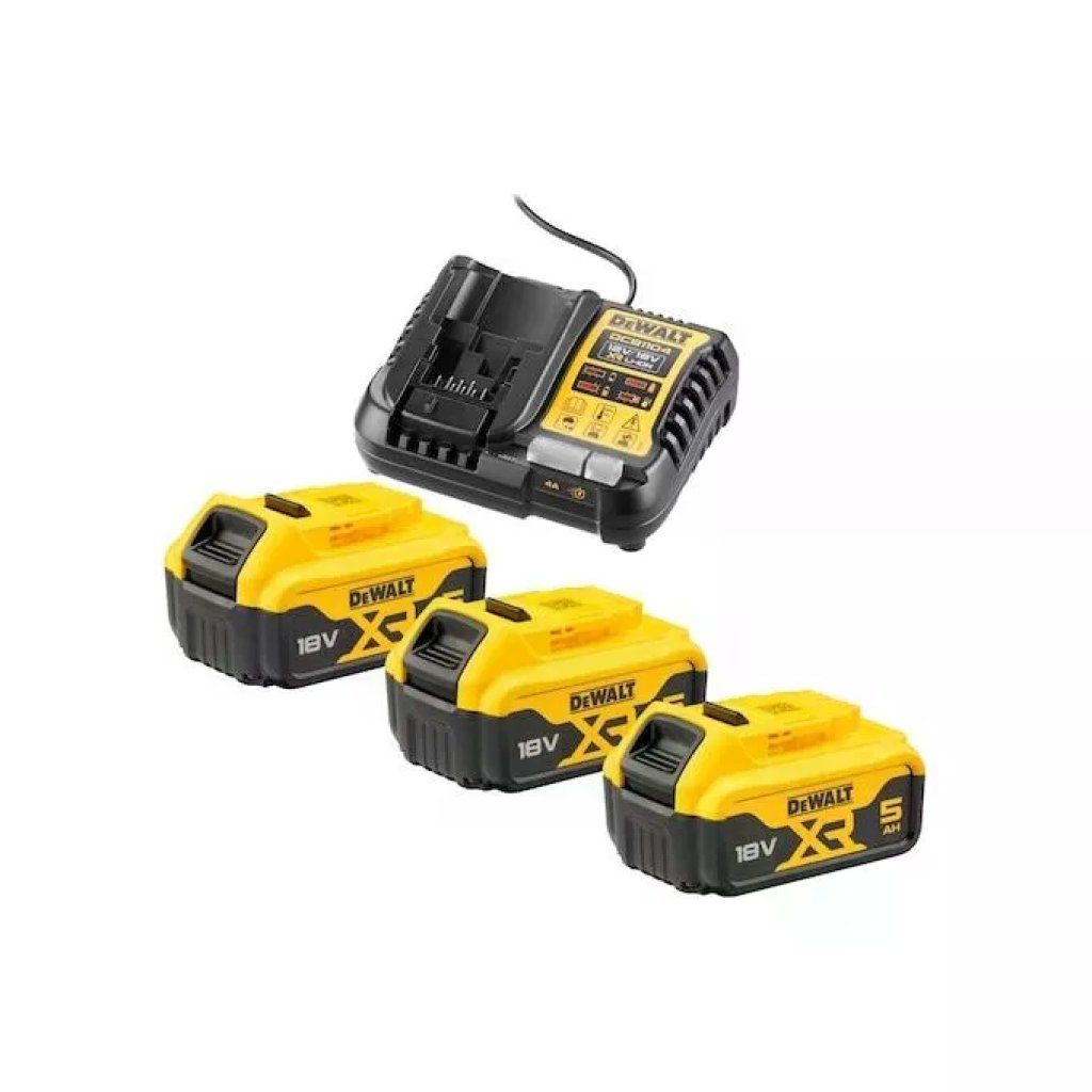 DEWALT Kit 3 Batterie XR 18V 5Ah con Caricabatterie Rapido