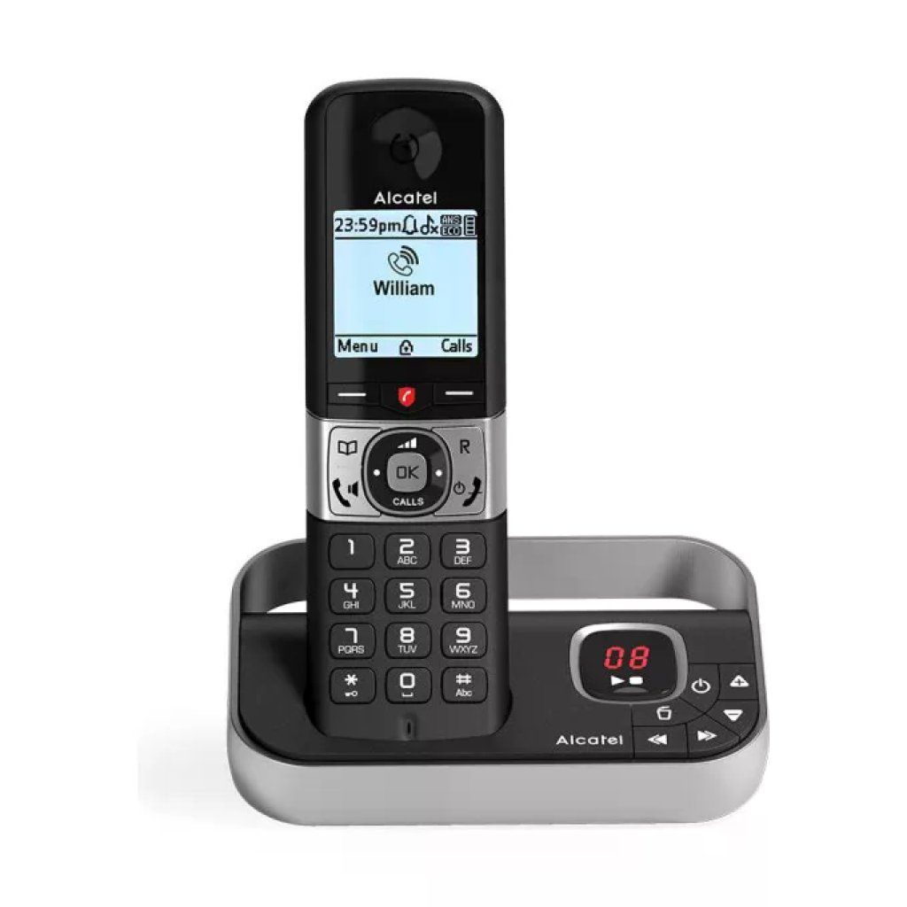 Alcatel F890 Telefono Cordless DECT con Segreteria e Vivavoce, Nero