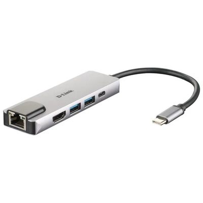 D-Link DUB-M520 Hub USB-C 5 in 1 con HDMI 4K, Ethernet Gigabit e ricarica 60 W