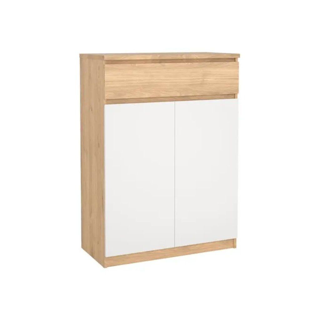 TVILUM Scarpiera Tvilum Naia con 2 Ante e 1 Cassetto, Bianco e Rovere Hickory Jackson