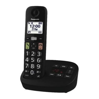 Panasonic KX-TGU130EXB Telefono Cordless DECT Nero con Tasti Grandi e Segreteria