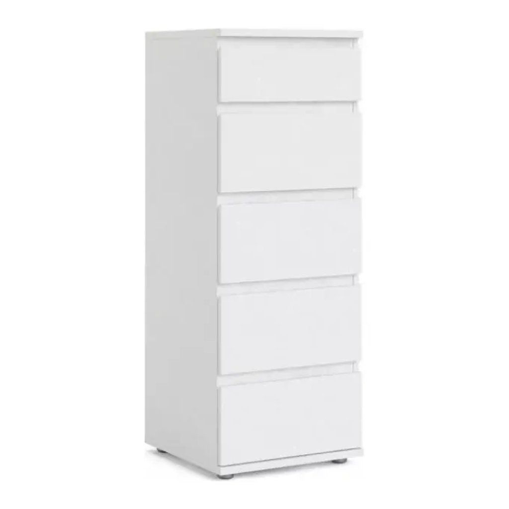 Tvilum Nova cassettiera bianca a 5 cassetti, 80 x 40 x 105 cm