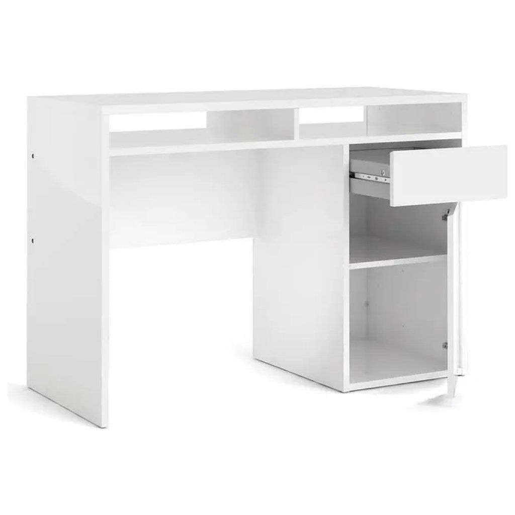 Tvilum Function Plus Scrivania Bianca con Cassetto e Vani, 110,2 x 48,2 x 77,4 cm