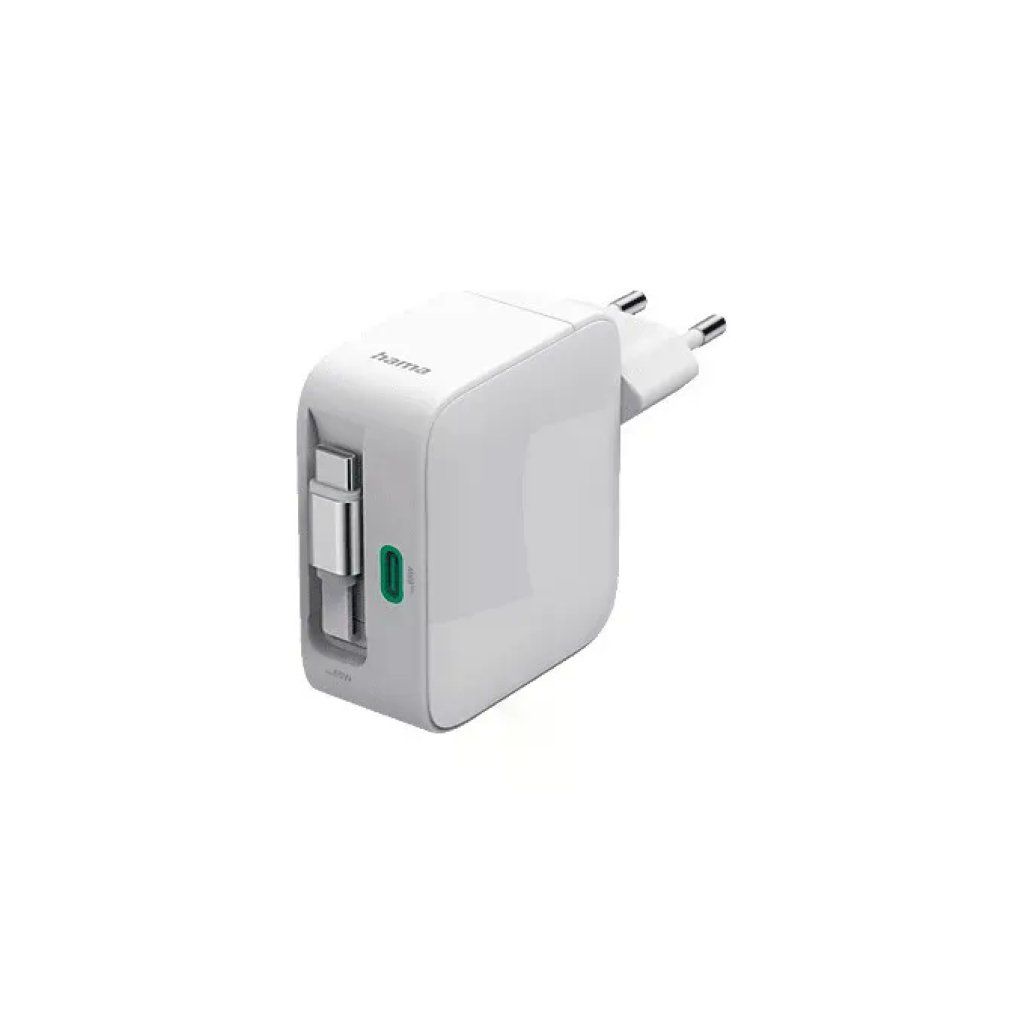 Hama 00200025 Caricabatterie GaN 65 W USB-C con cavo retrattile