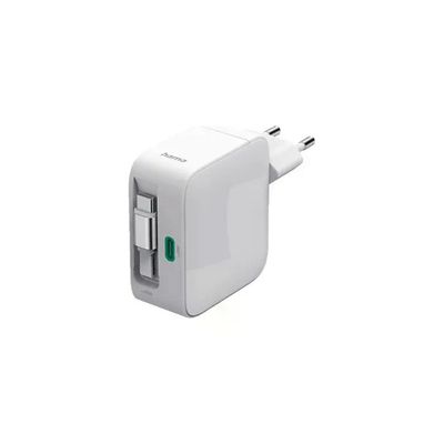 Hama 00200025 Caricabatterie GaN 65 W USB-C con cavo retrattile