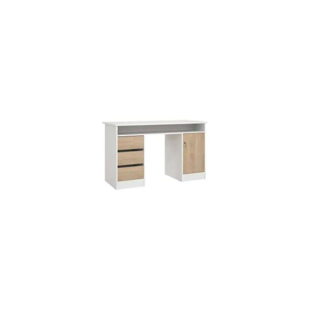 TVILUM Scrivania Tvilum Function Plus Bianco e Jackson con 1 Porta e 3 Cassetti