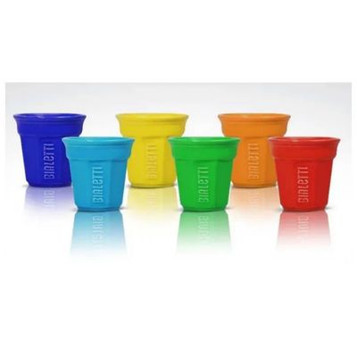 Bialetti Y0TZ500 Set di 6 Tazzine Espresso in Ceramica, Ottagonali, Multicolore, 90 ml