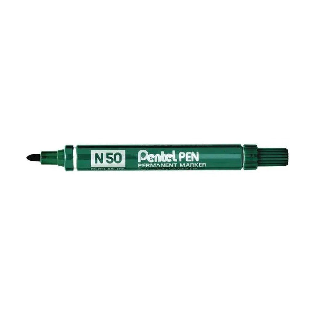 Pentel N50-D – Confezione da 12 Marcatori Permanenti Verdi a Punta Tonda