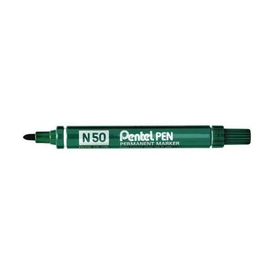 Pentel N50-D – Confezione da 12 Marcatori Permanenti Verdi a Punta Tonda