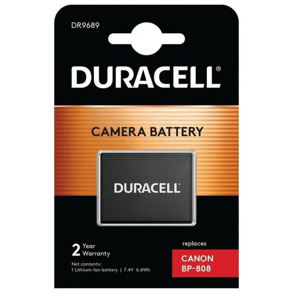 Duracell DR9689 Batteria Li-Ion per Canon BP-808, 7,4 V, 900 mAh