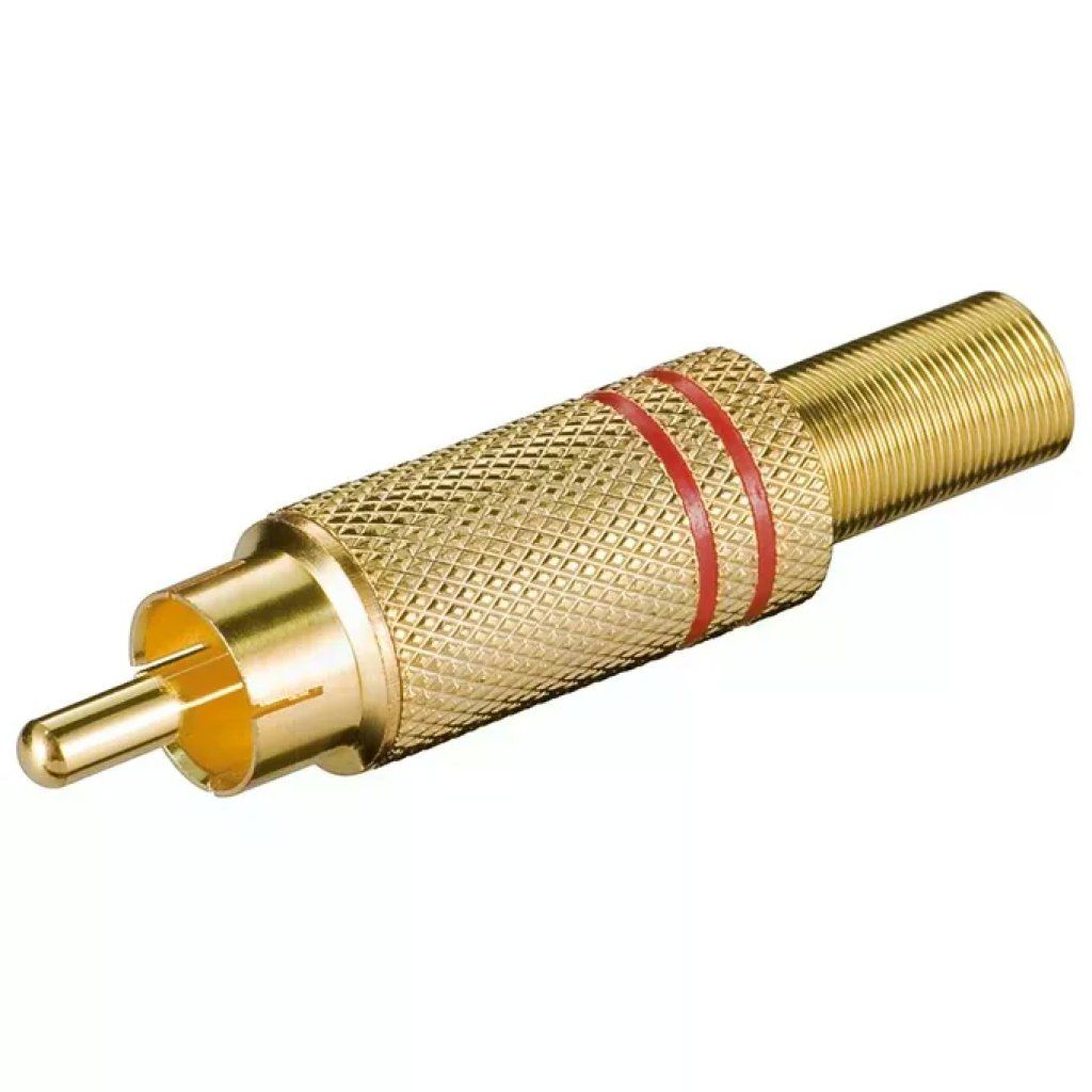 Goobay 11280 Connettore RCA Maschio Dorato Rosso, 10 Pezzi