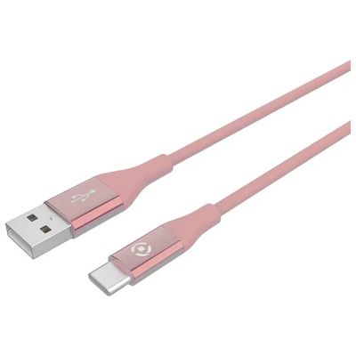 Celly Cavo USB-A a USB-C in silicone rosa, 1 m