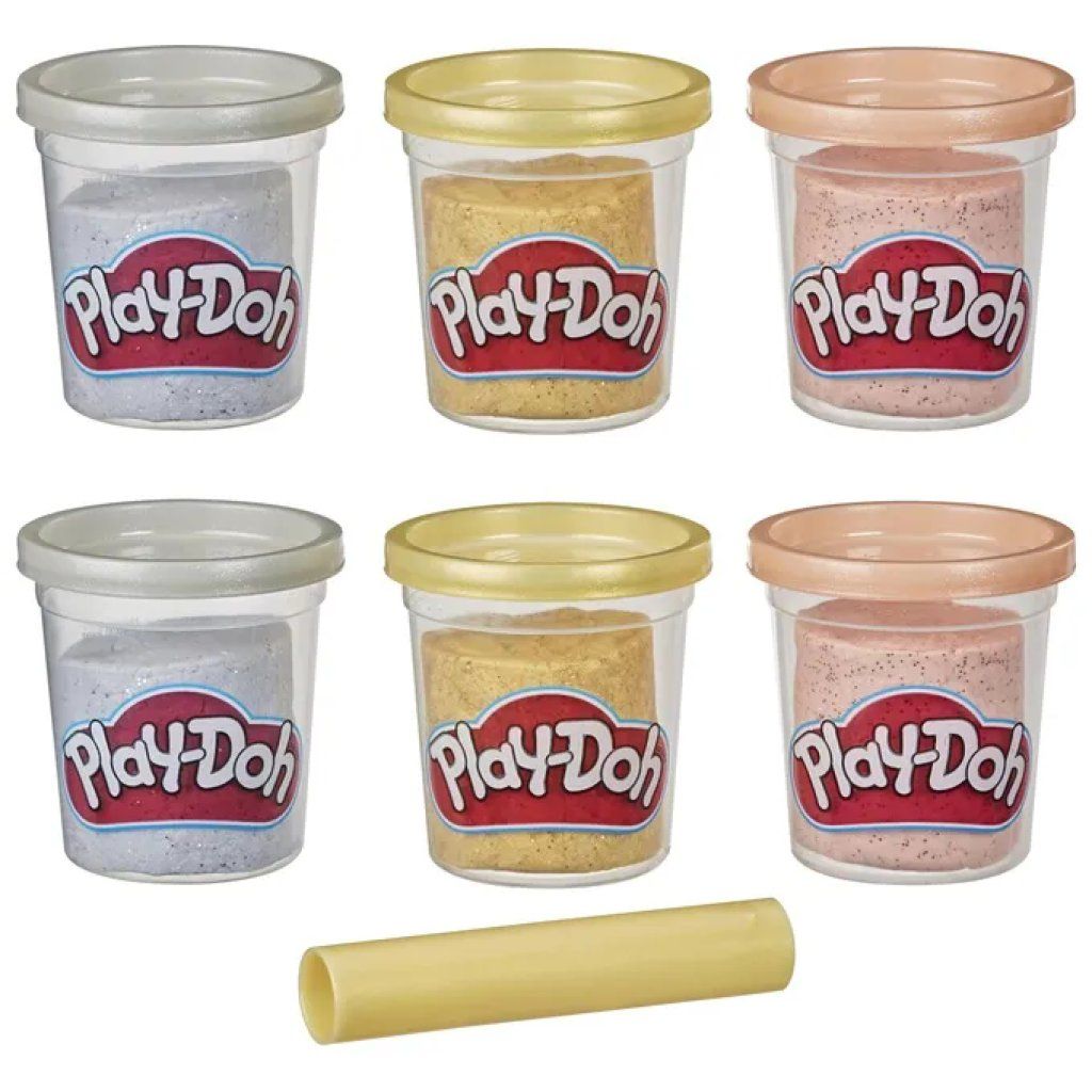 Play-Doh E9433 Set Pasta Modellabile Metallizzata, 6 Vasetti e Rullo