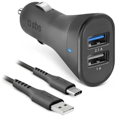SBS Kit di ricarica USB-C per auto, nero