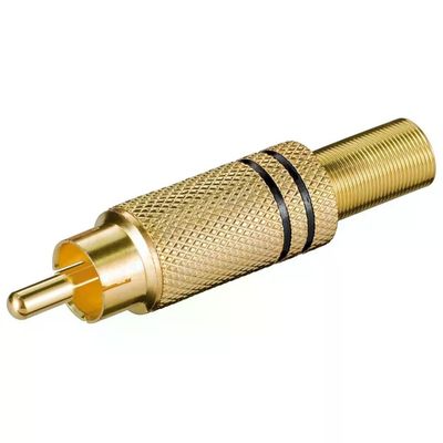 Goobay 11281 Connettore RCA Maschio Dritto Nero e Oro, Confezione da 10