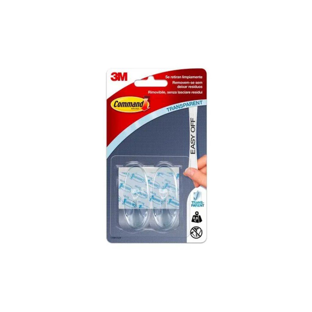 Command 17091CLR – 2 ganci adesivi ovali trasparenti, portata 0,9 kg