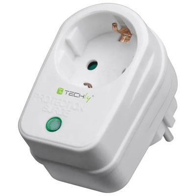Techly IPW-ADP-SURGET – Presa Schuko con protezione da sovratensioni, 16 A, 3500 W