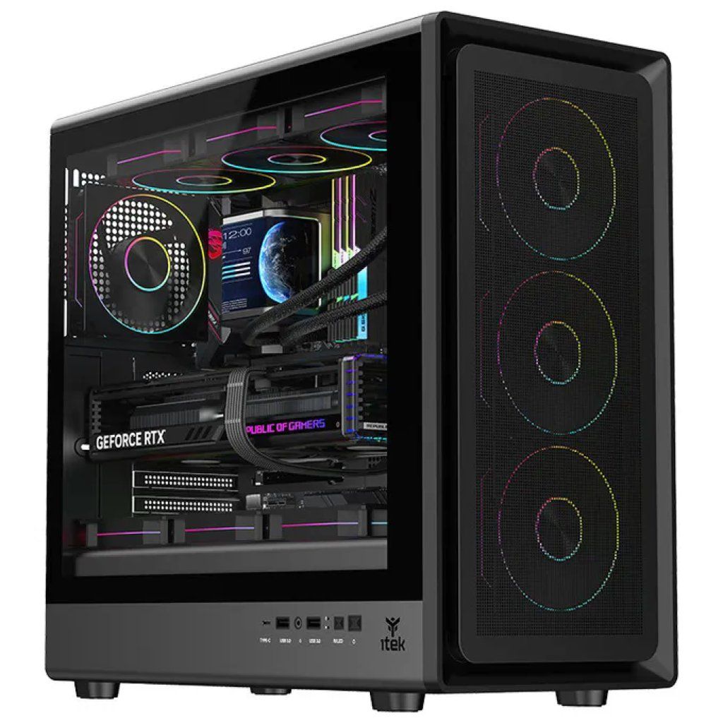 Itek MESHCORE 36B Case PC Mid-Tower ATX Nero con 4 Ventole ARGB