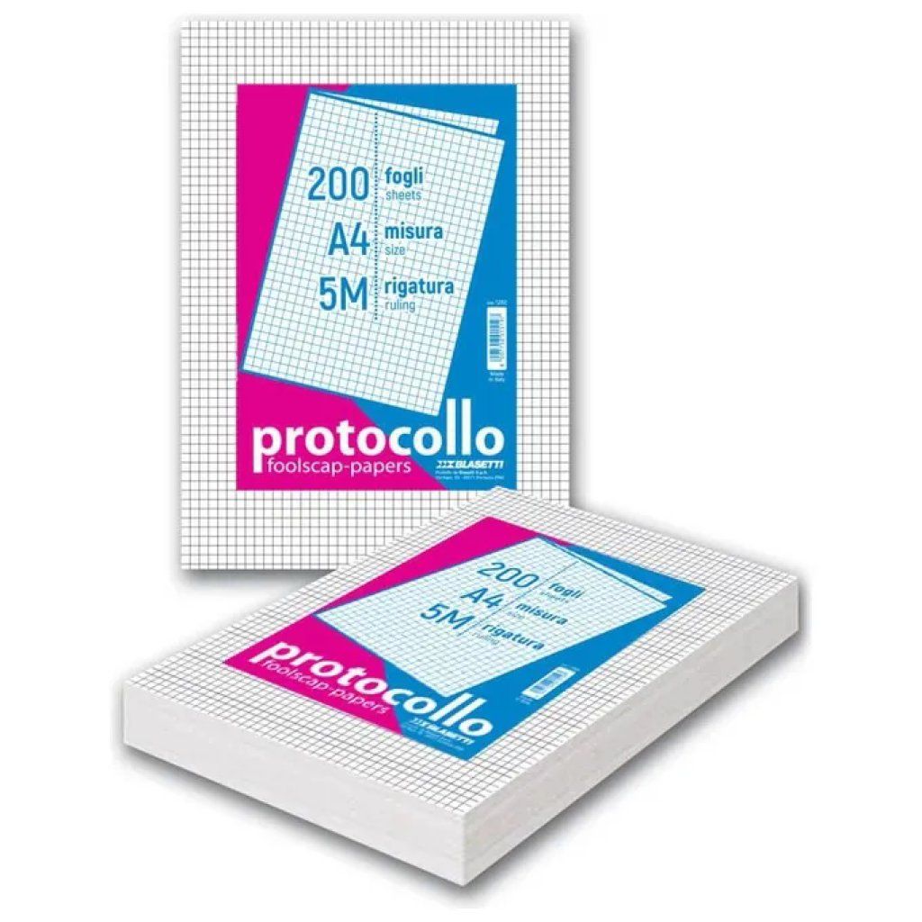 Blasetti Fogli Protocollo A4, 200 Fogli, 60 g/m²