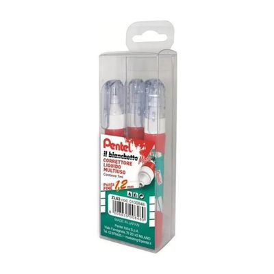Pentel ZL63 Correttore Liquido a Punta Fine, 4 Pezzi