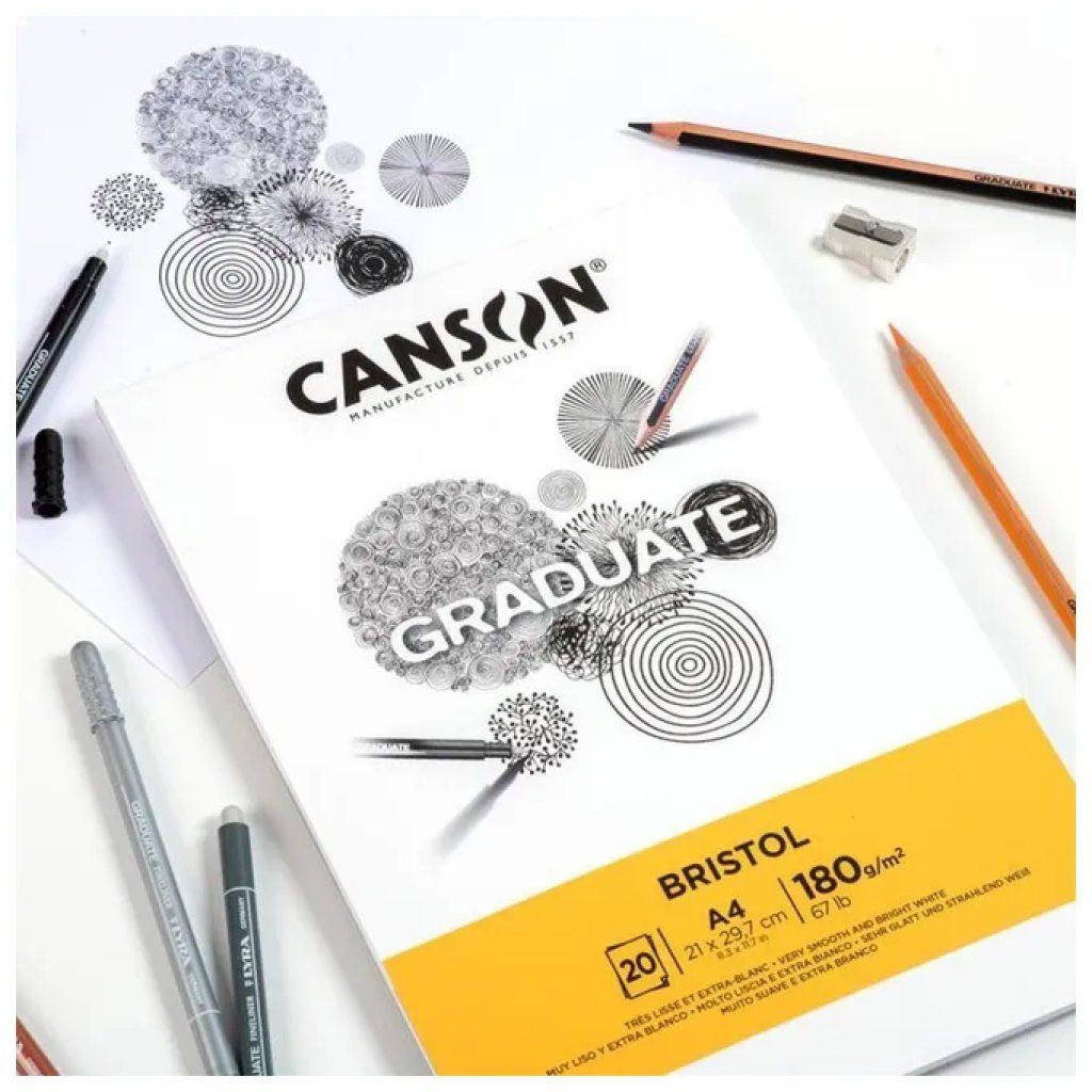 Canson Graduate Bristol A3 – Blocco da 20 fogli, 180 g/m²