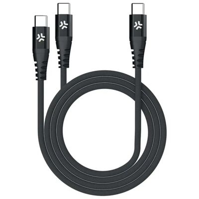 Celly USBC2USBCBK Cavo USB-C a 2 USB-C Nylon Intrecciato 100W 1.3 m colore Nero