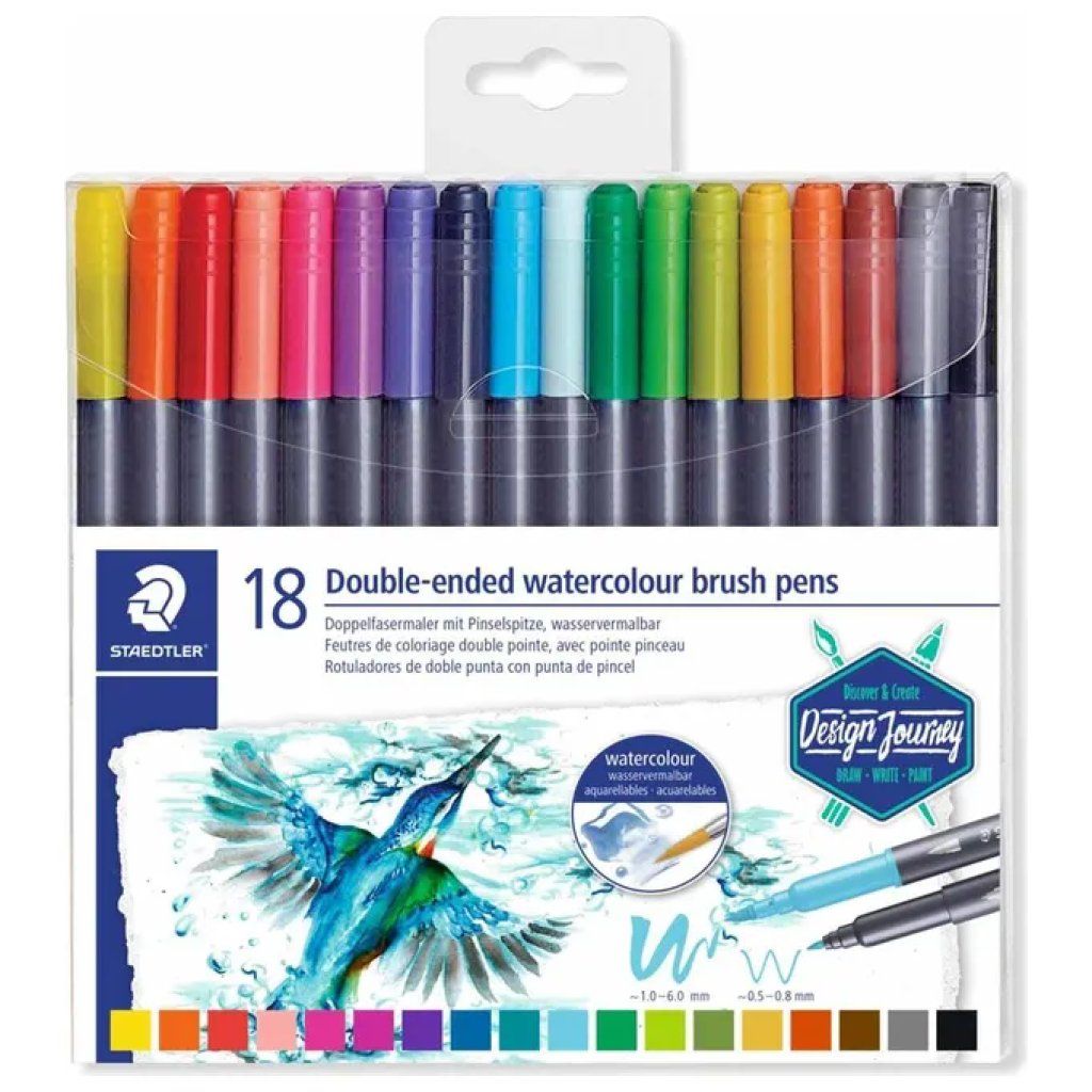 STAEDTLER Design Journey – 18 Pennarelli Acquerellabili a Doppia Punta