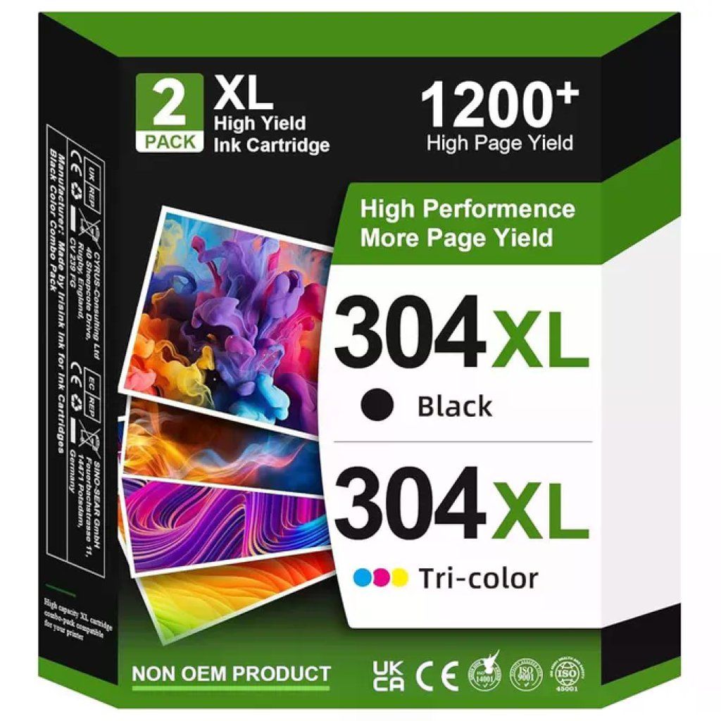 G&G Confezione 2 cartucce compatibili HP 304XL: nero + tricromia G&G Confezione 2 cartucce compatibili HP 304XL: nero + tricromia