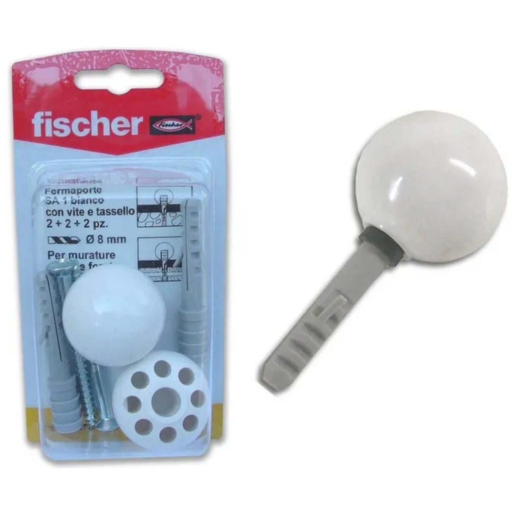 Fischer 504638 SA 1N K Fermaporta da Pavimento Bianco, 2 Pezzi Fischer 504638 SA 1N K Fermaporta da Pavimento Bianco, 2 Pezzi