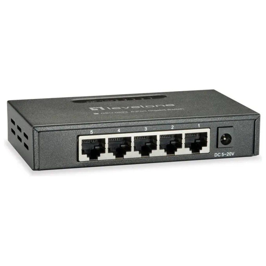 LEVEL ONE LevelOne GEU-0523 Switch Gigabit Ethernet a 5 porte, nero