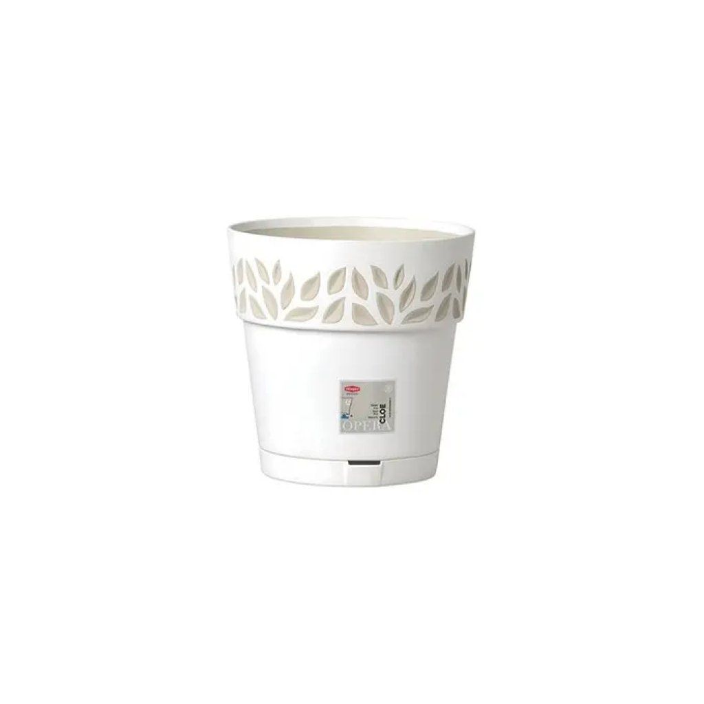 Stefanplast Cloe STF816 Vaso da Giardino con Riserva d’Acqua, 25 × 25 cm, Bianco Travertino